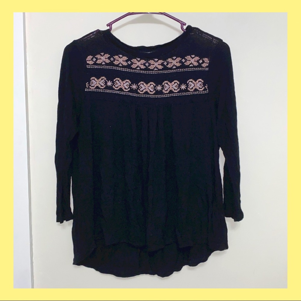 Mesh Neck Babydoll Blouse